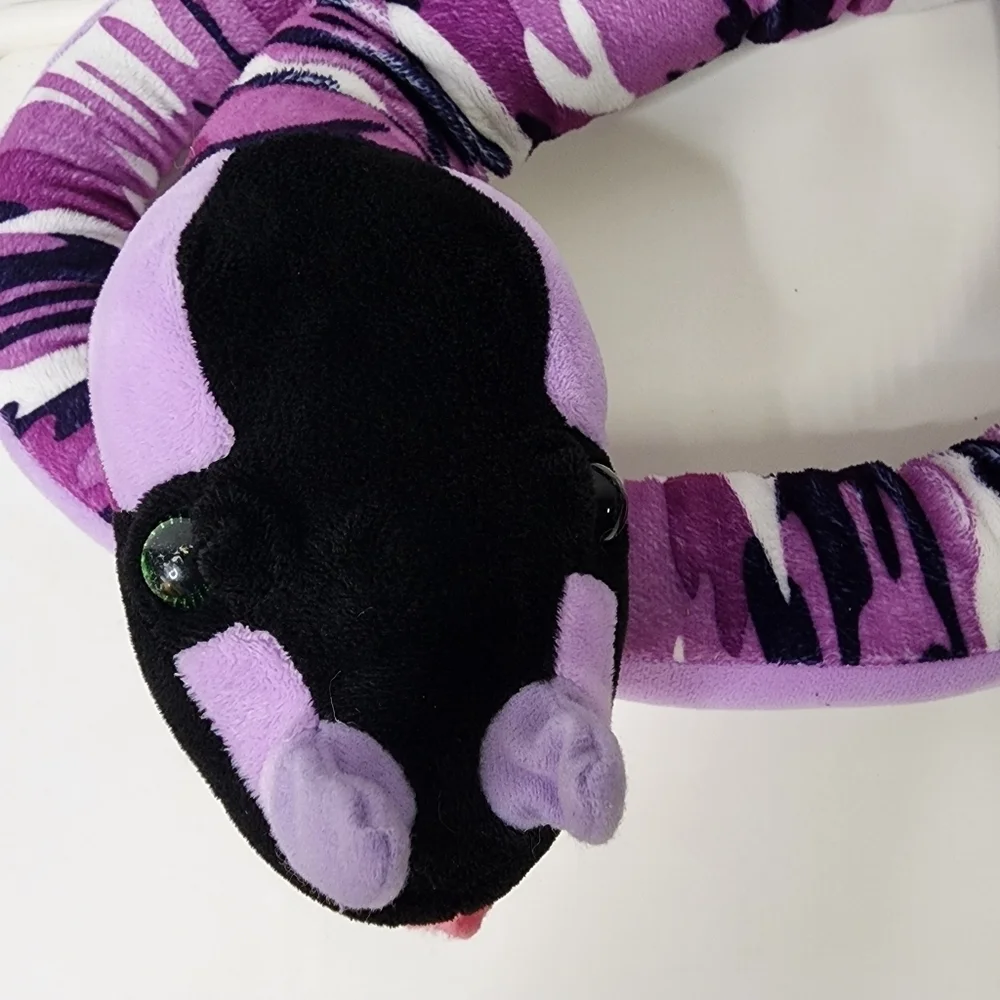Purple and Black Plush Snake Toy 54 Inches Long 4 1/2 Feet